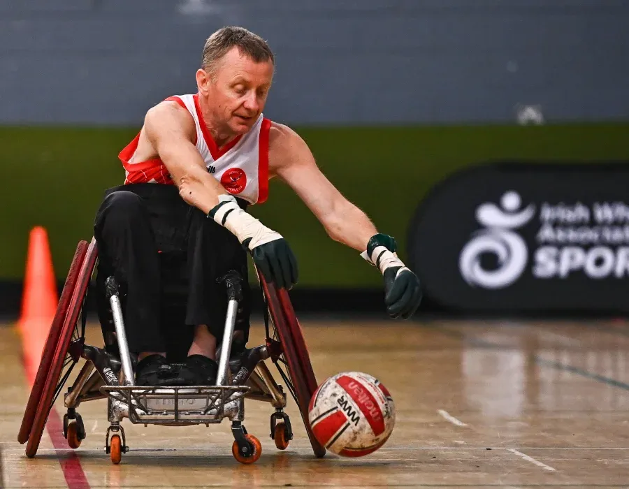 wheelchair rugby player in action